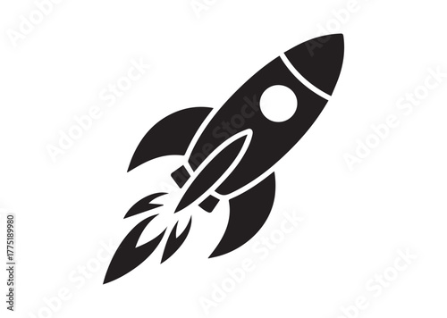 A rocket launching Icon, A rocket launching Black Vector