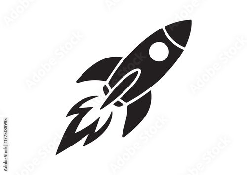A rocket launching Icon, A rocket launching Black Vector