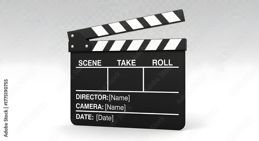 Fototapeta premium Hand is holding clapper board or clapperboard or movie slate, used in film production and cinema ,movies industry isolated