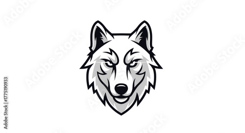 Fierce wolf mascot head with intense gaze, perfect for sports teams, gaming logos, and brand identity projects.