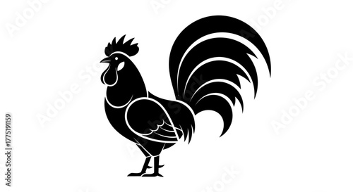Stylish rooster silhouette illustration depicting fowl in profile on a clean white background