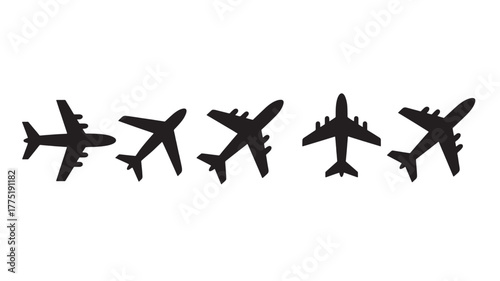 Set of airplane icons simple flat vector design element isolated on white background for web and mobile apps