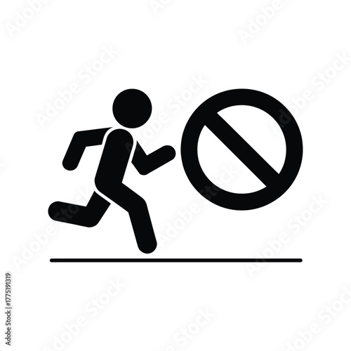 Running person icon with a prohibition symbol