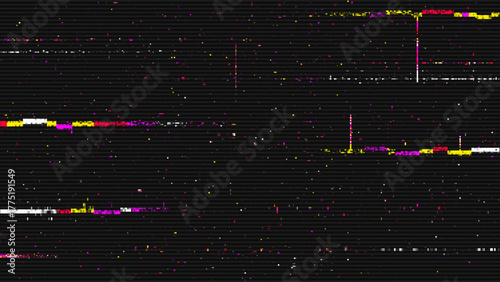 Colorful VHS Glitch Screen Effect. Abstract Technology Vector Background in Retro Style