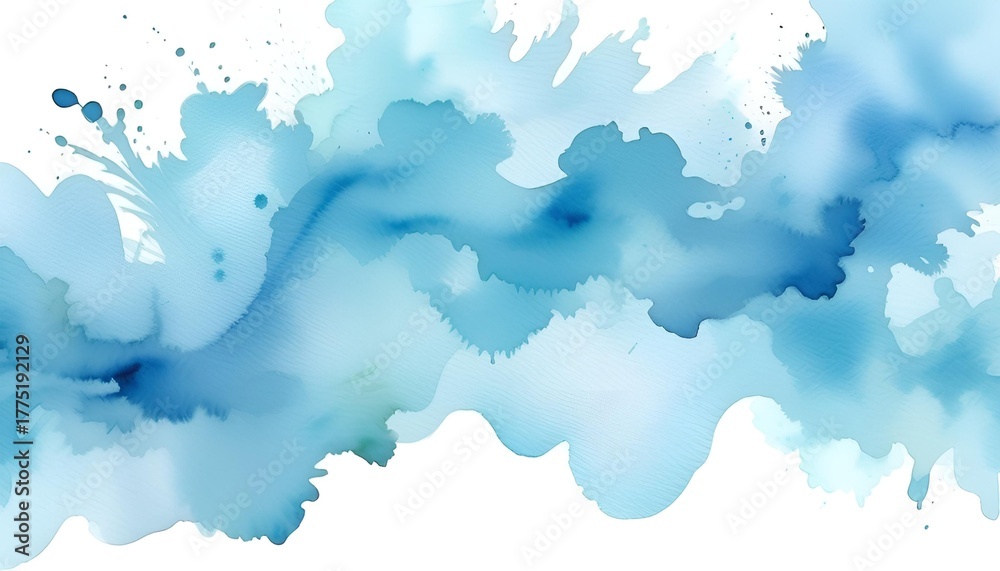 Obraz premium Bright abstract blue watercolor background with white clouds texture for a vibrant sky on a summer day