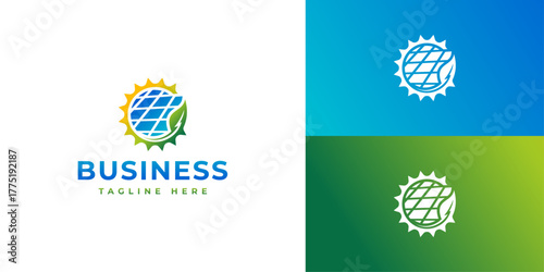 Solar Green Energy Logo – Renewable Power, Sustainability, and Eco Technology Branding Symbol