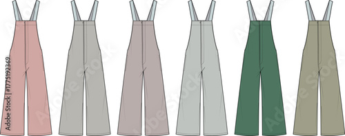 Fashionable and Versatile Overalls Illustration in Various Colors