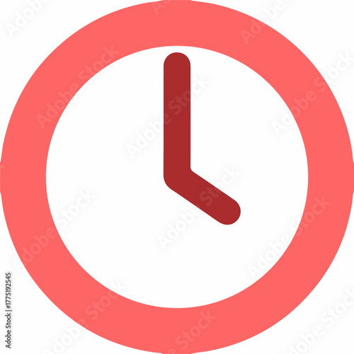 Ai futuristic office workspace with holographic screens illustration of a simple, flat design illustration of a clock face with red hands indicating a specific time, set against a clean white backgrou