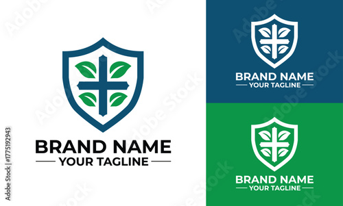 Eco logo, green leaf logo, organic natural company logo design template