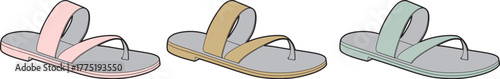 Set of stylish sandals with different color options, ideal for summer footwear choices and fashion