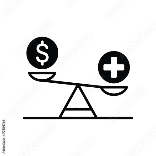 Balance scale weighing money against health benefits
