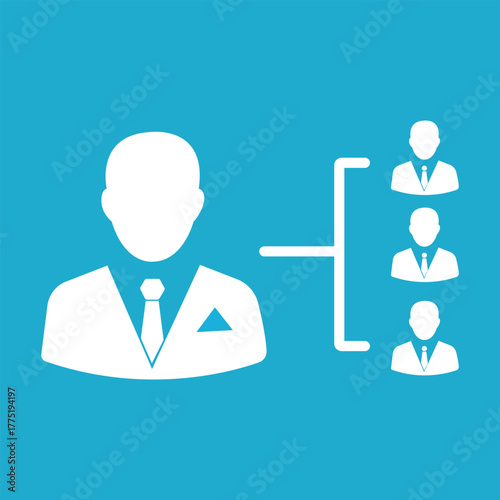 Vector illustration business hierarchy and organizational structure represented by icons of people