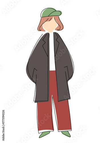 ゆるかわいい私服女性のシルエット