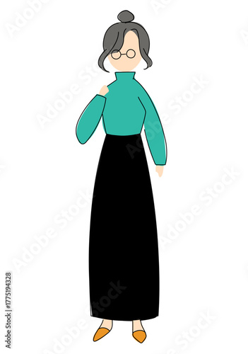 ゆるかわいい私服女性のシルエット