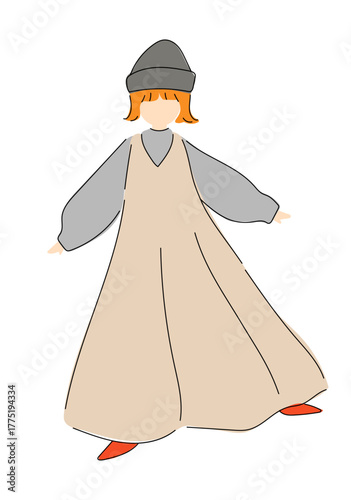 ゆるかわいい私服女性のシルエット