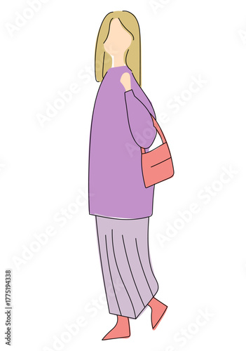 ゆるかわいい私服女性のシルエット