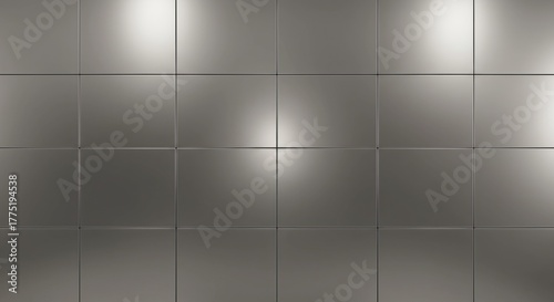 Gray square tiles arranged in a grid pattern with subtle light reflections creating a modern textured backdrop