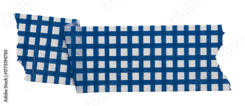 blue patterned sticker paper tape isolated on transparent background