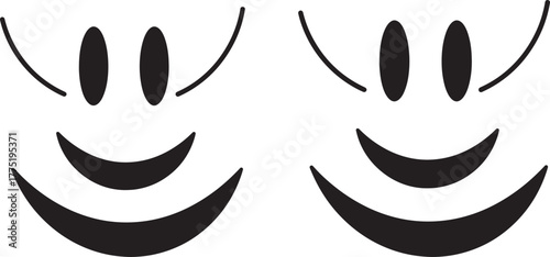 Two simple cartoon face silhouettes with happy expressions