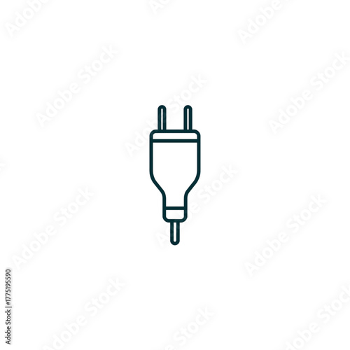 Electric Vehicle Charging Plug — Hand-Drawn Flat Vector Icon