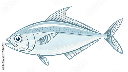 Illustrated White Fish with Soft Detailing and Smooth Fins