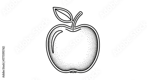Minimalistic apple illustration featuring stippling technique perfect for simplistic designs