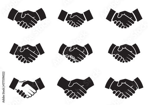 Handshake Icon Set, Handshake Black Vector