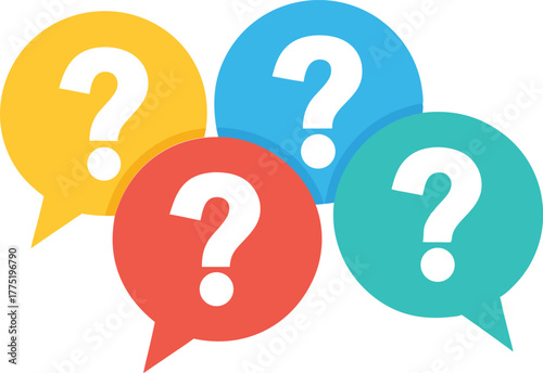 Colorful question mark speech bubbles
