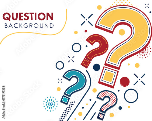 Colorful question marks on white background
