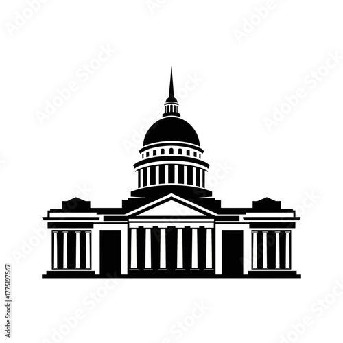 Capitol Building Dome Government Architecture Landmark Neoclassical Vector Illustration