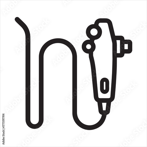 Medical colonoscope outline icon vector