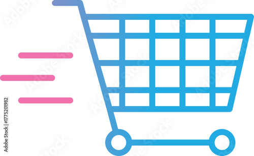 Shopping cart icon. Shopping trolley in outline. Web cart in line. Shop symbol in black. Trolley icon. Stock vector illustration.A simple line art illustration of a shopping cart.