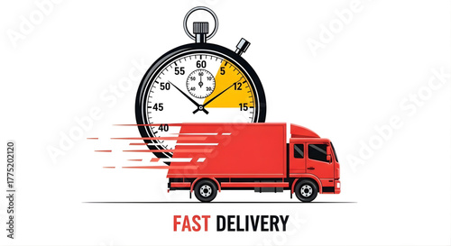Delivery truck speeding stopwatch time logistics transportation service