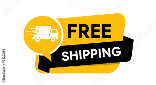 Free shipping banner with delivery truck icon