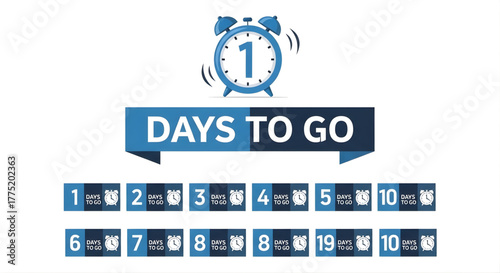 Days to go clock alarm countdown numbers