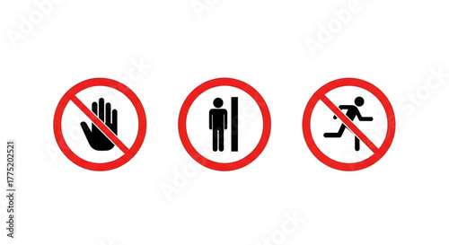 Warning signs no entry no running no photography