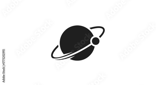 Planet icon with ring and moon with transparent background