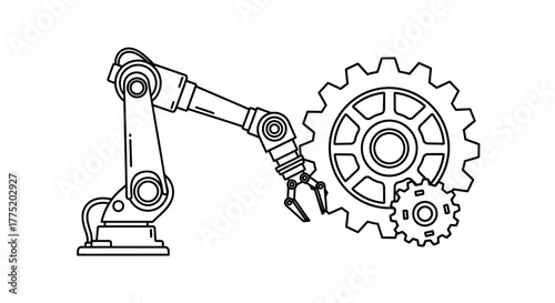 Robotic arm and gears mechanism for industrial automation