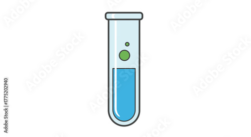 Science test tube with liquid and bubbles with transparent background