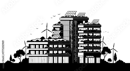 Sustainable building with wind and solar power