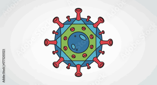 Coronavirus cell structure with transparent background