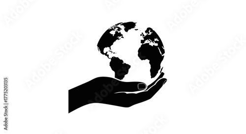 Earth in hand symbol with transparent background