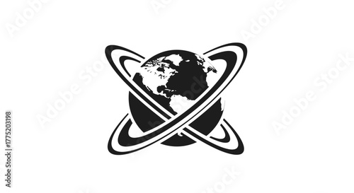 Earth globe with orbital rings