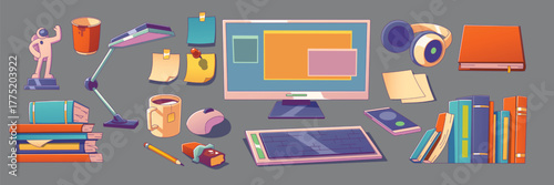 Set workplace objects illustration