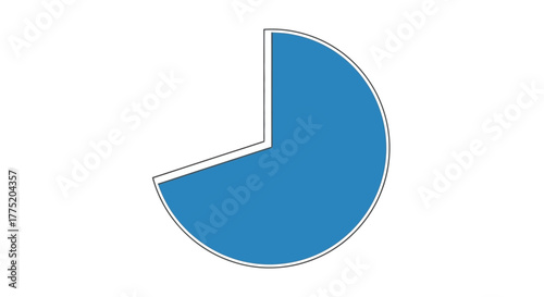 A simple blue pie chart with a small sliver removed, illustrating a portion or fraction of a whole