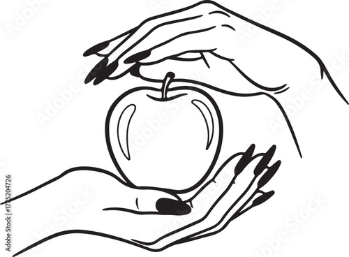 Hand, Apple, Fruit royalty vector icon