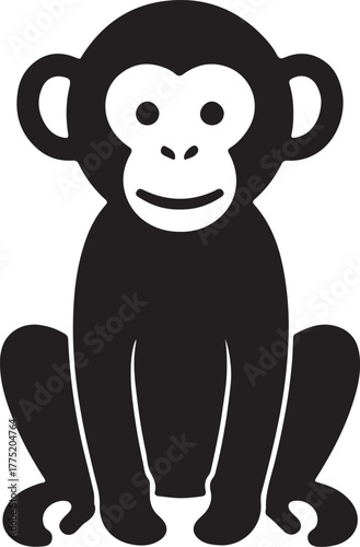 Monkey, Silhouette, Black vector icon