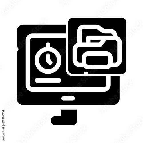 icon work deadline with style glyph