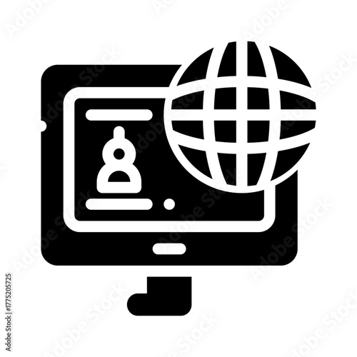 icon virtual meeting with style glyph