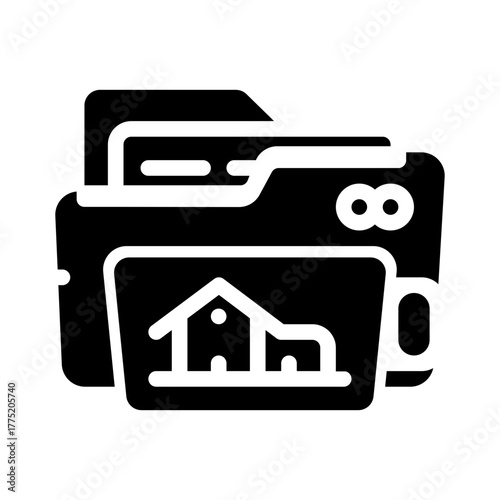 icon document folder home with style glyph